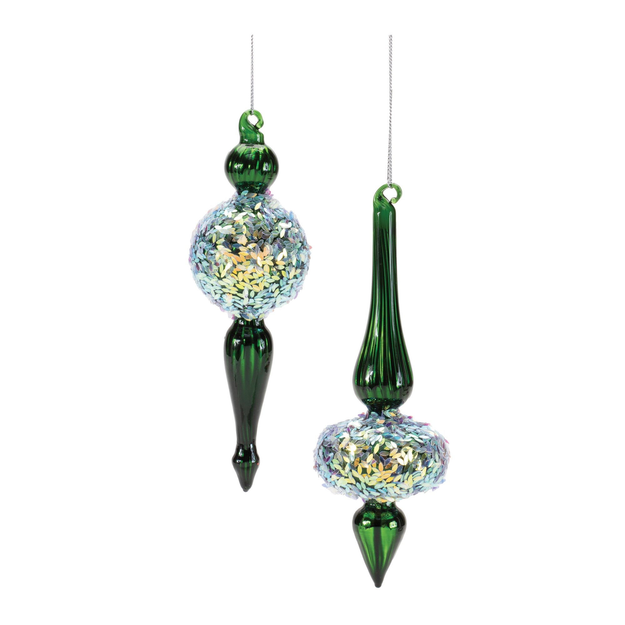 Emerald & Glitter Drop Ornament