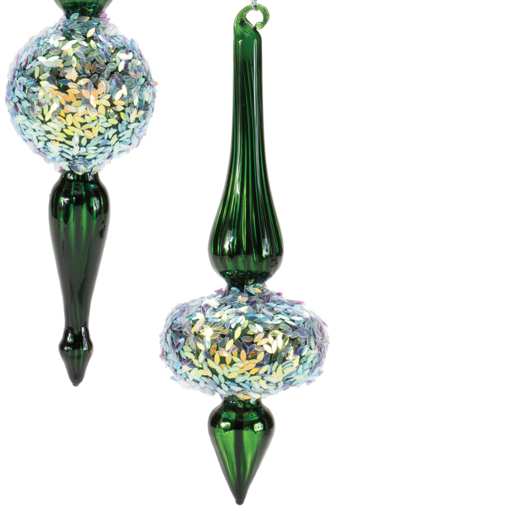 Emerald & Glitter Drop Ornament