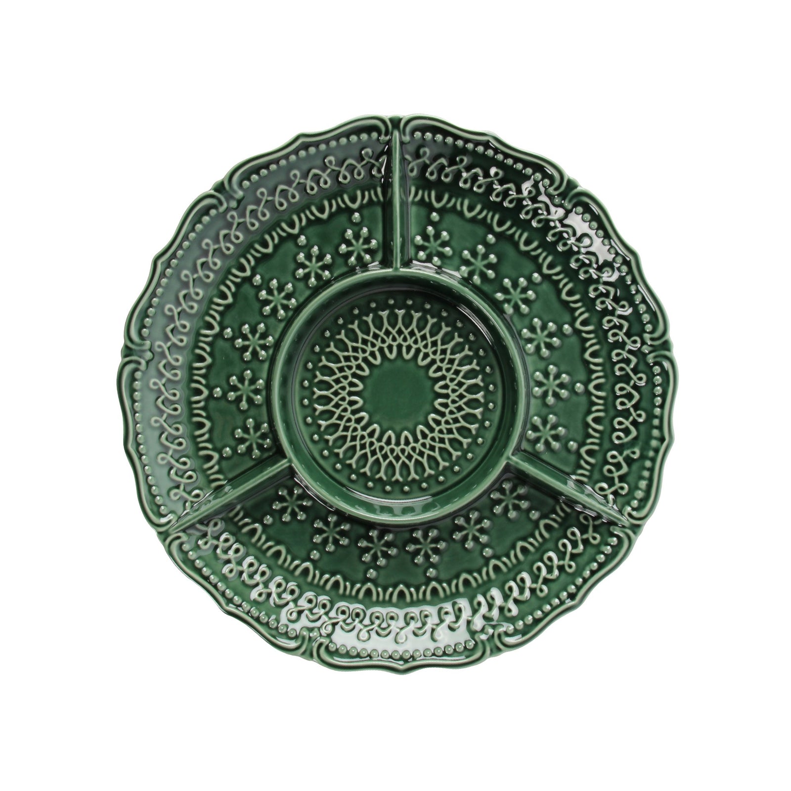 Embossed 4-Part Serving Plate - Forest