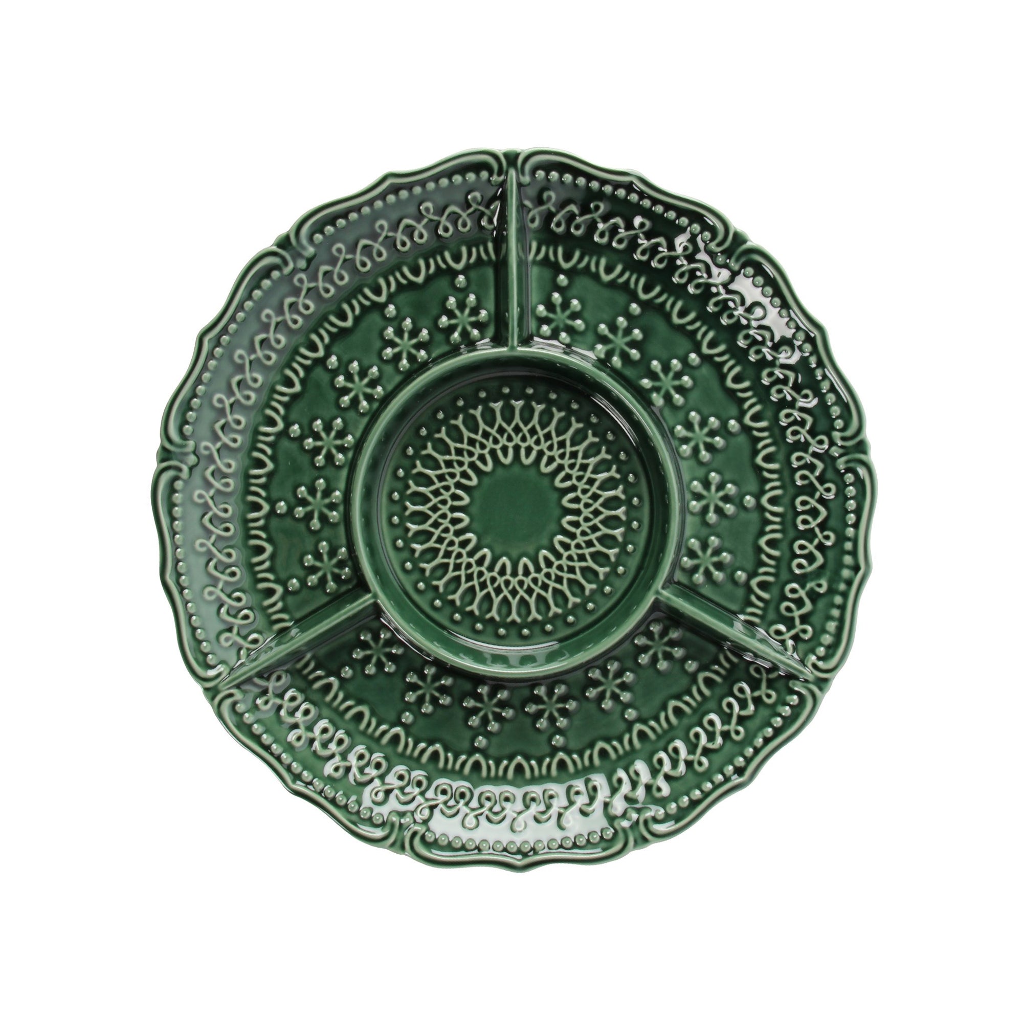 Embossed 4-Part Serving Plate - Forest