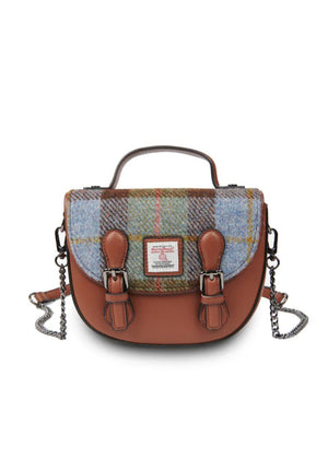 The Medium Cobble Satchel - Chestnut & Blue Tartan