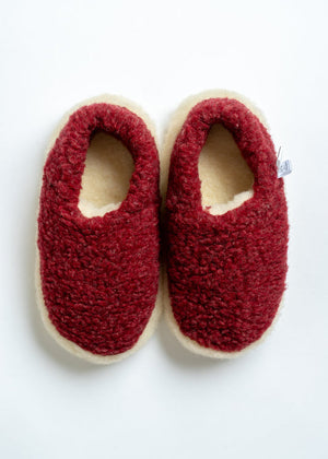 Dark Red Wool - Sheep by the Sea Slippers