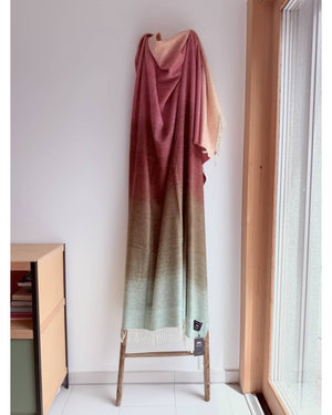 Merino Wool Blanket - Ombre Stripe (Pink & Khaki)