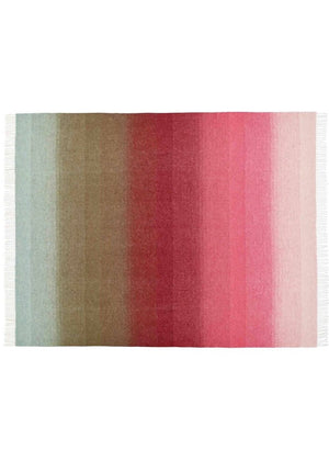 Merino Wool Blanket - Ombre Stripe (Pink & Khaki)