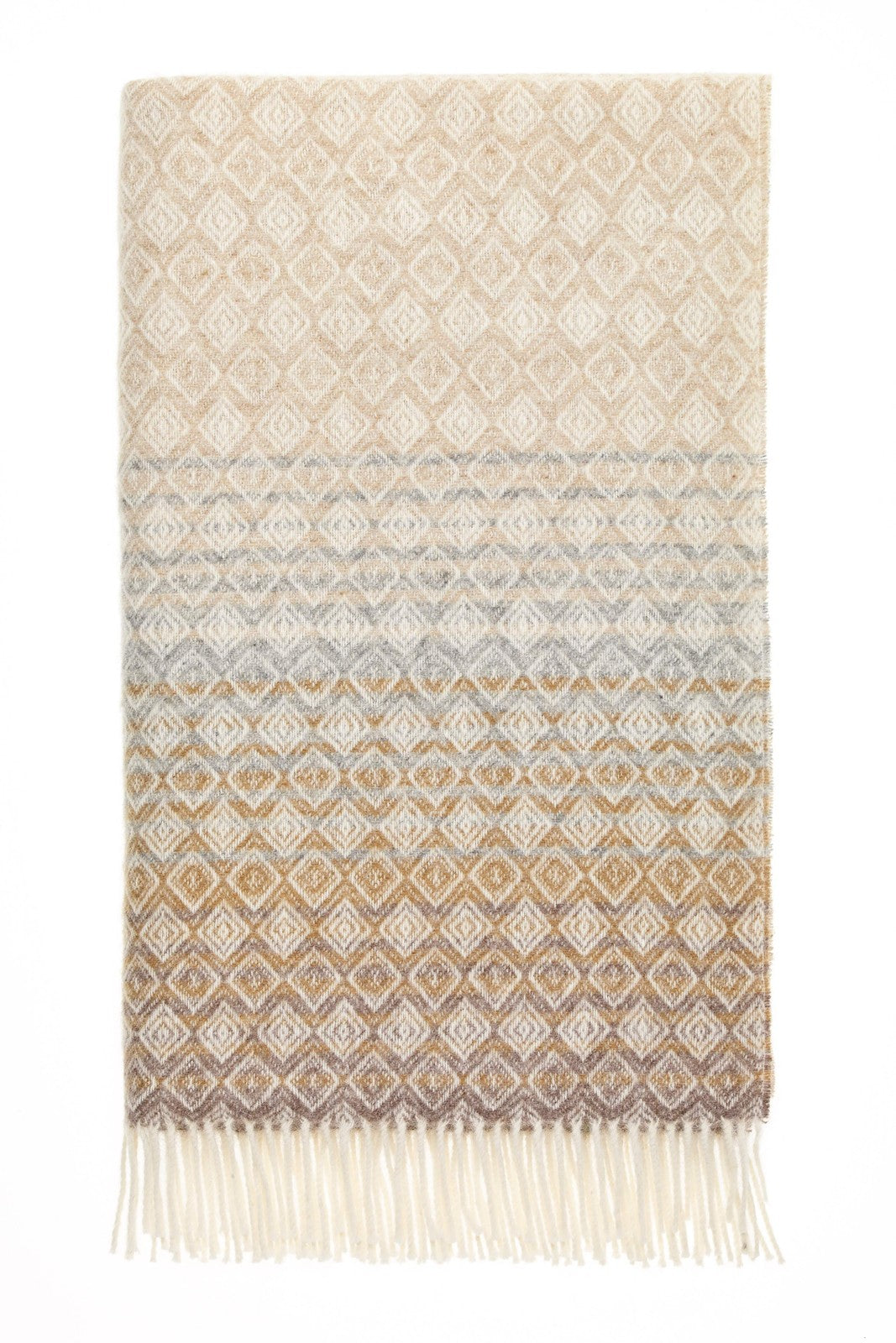 British Lambswool Blanket - Diamond Ombre (Natural)