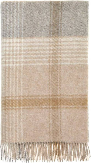 British Lambswool Blanket - Classic Check (Natural)