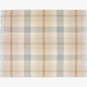 British Lambswool Blanket - Classic Check (Natural)