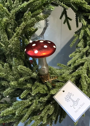 Glass Clip-On Mushroom Ornament