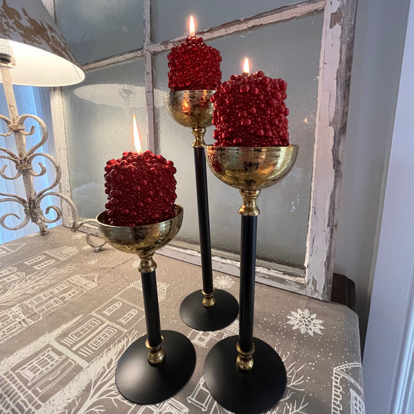 Black and Gold Pillar Candlesticks Hillhead House