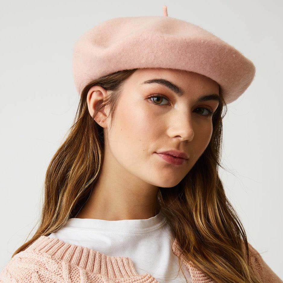 Classic Wool Basque Beret - Cameo Pink