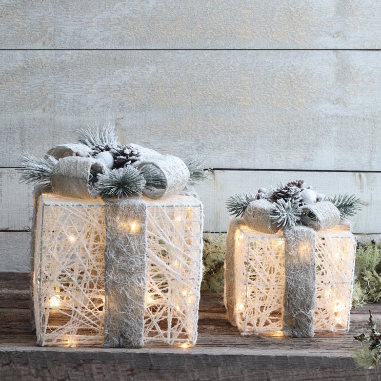 White Frosted LED Presents