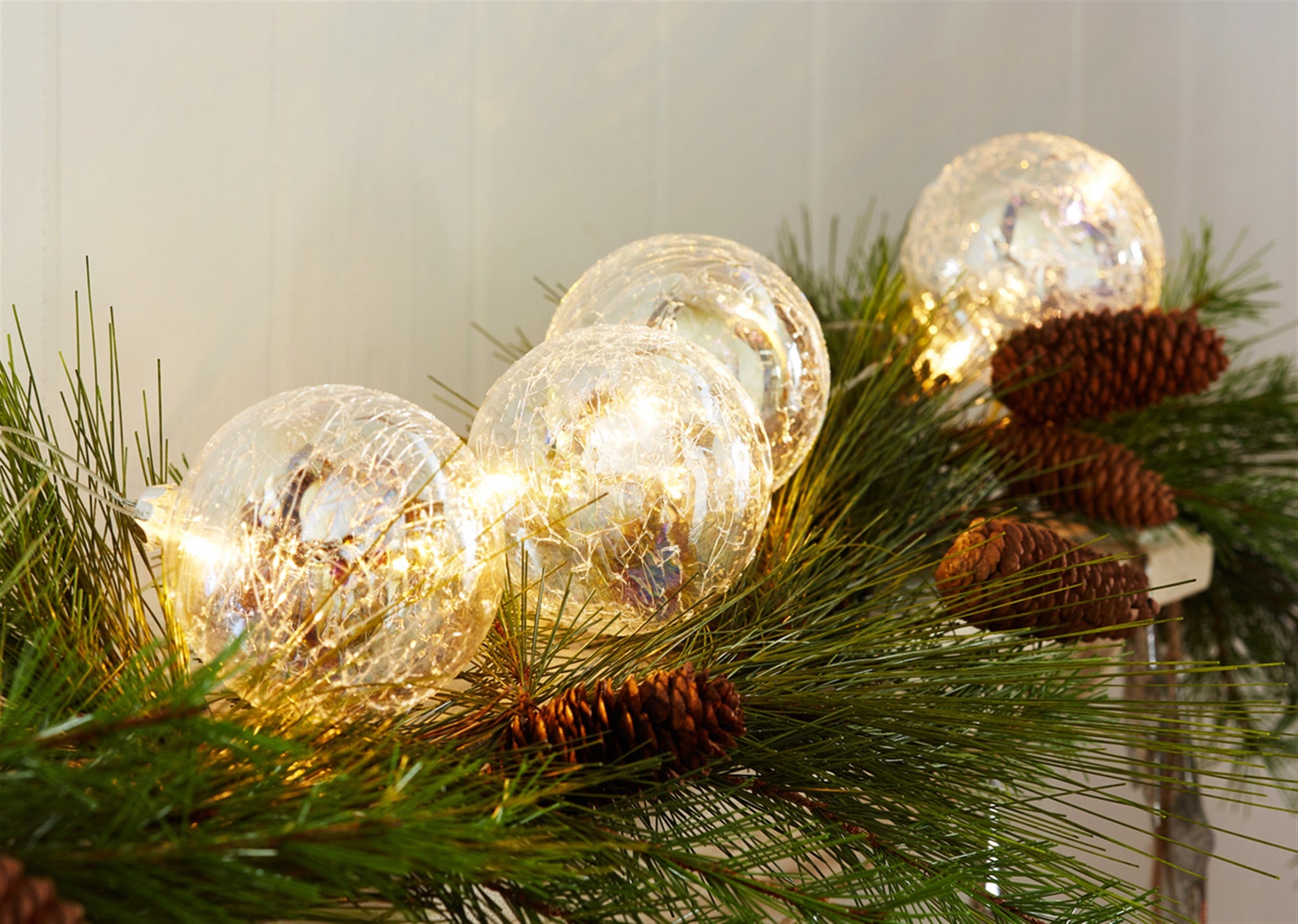 Shimmering Ball Ornaments - LED String of Lights