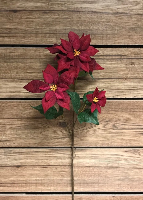 26" Red Velvet Poinsettia Spray