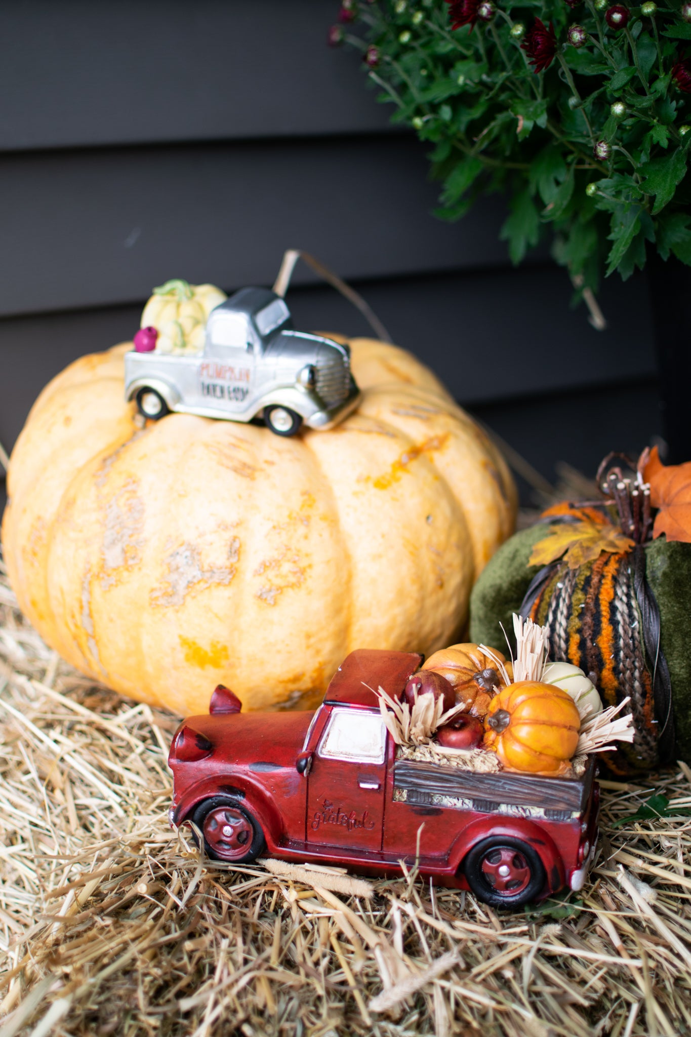 Red Harvest Truck with Pumpkin