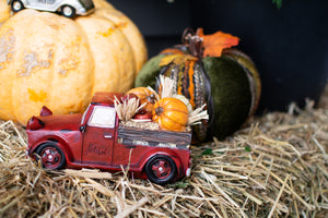 Red Harvest Truck with Pumpkin