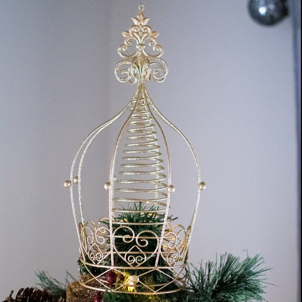 Gold Glitter Crown Tree Topper Hillhead House
