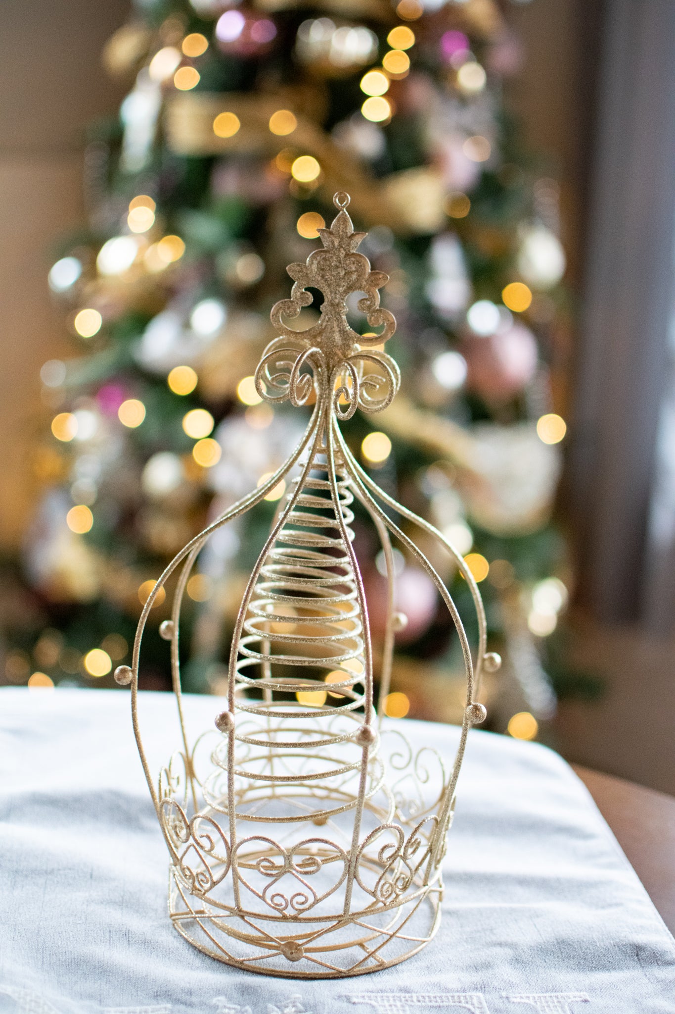 Gold Glitter Crown Tree Topper