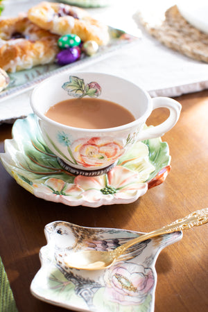 English Garden Teacup Set & Spoon Rest