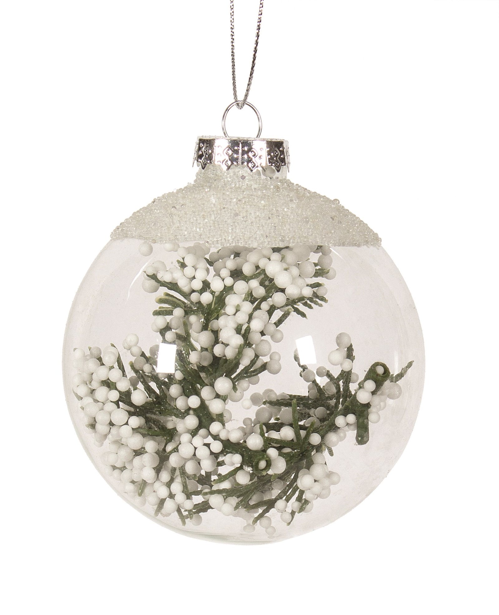 Clear Evergreen Snow Ornament