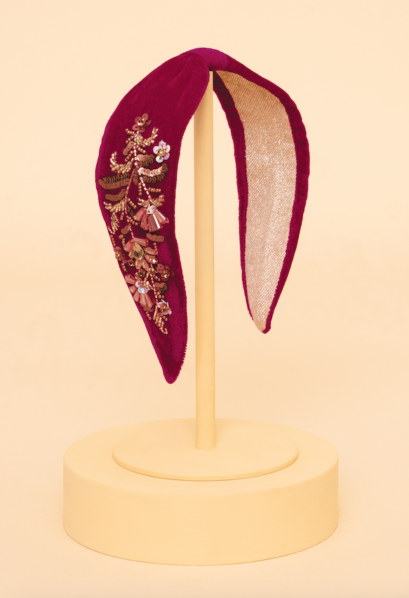 Golden Wildflowers Headband - Fuchsia