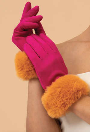 Bettina Gloves - Magenta/Mustard