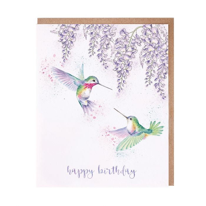 'Wisteria Wishes' Hummingbird Birthday Card - Wrendale Occasion Card