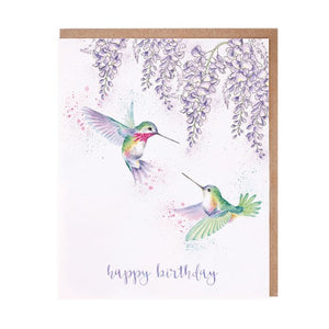 'Wisteria Wishes' Hummingbird Birthday Card - Wrendale Occasion Card