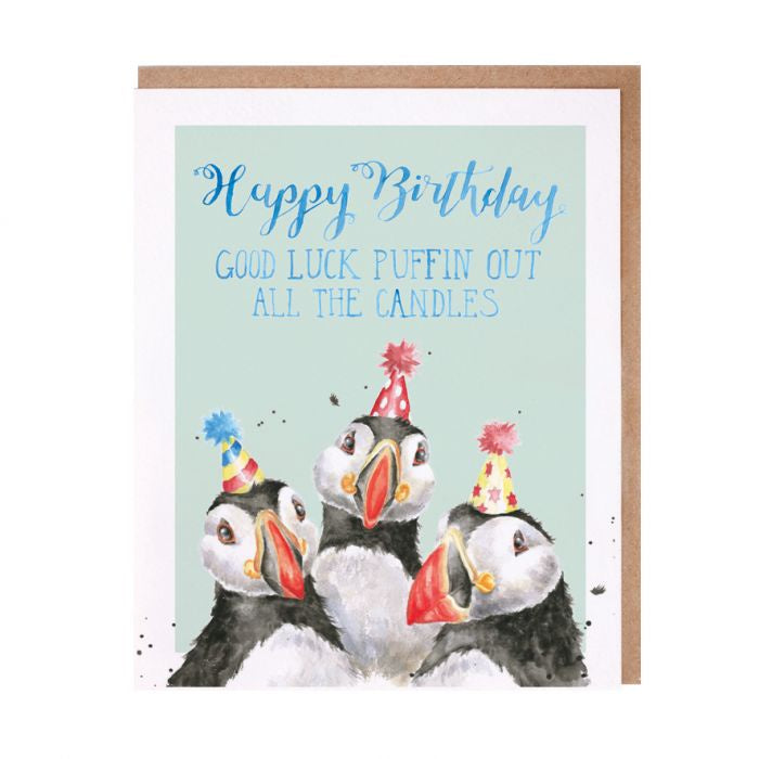 ‘Puffin Out Candles’ Birthday Card - Wrendale Occasion Card