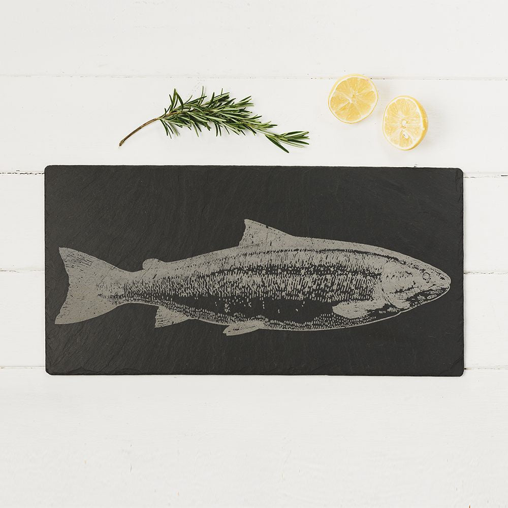 Slate Serving Platter - Engraved Salmon
