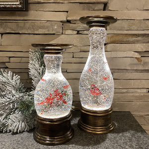 Cardinal Snow Globe Candle Holders (Set of 2)