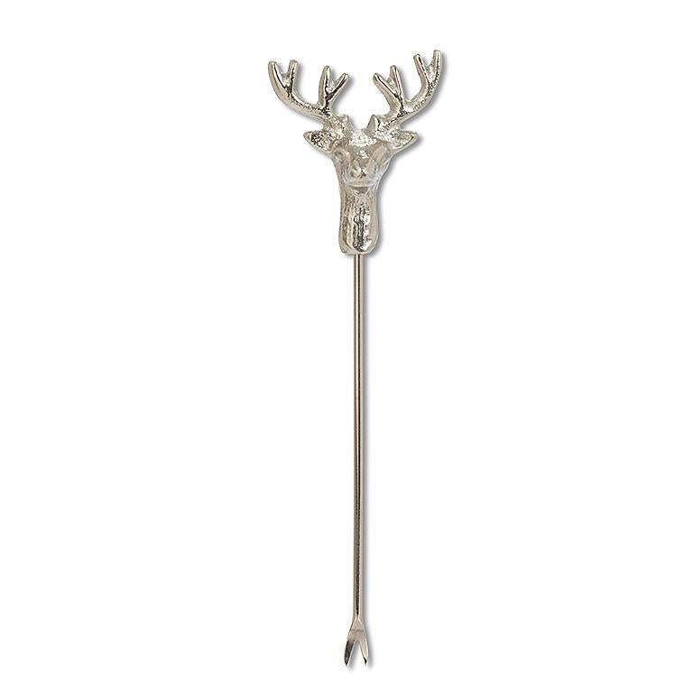 Silver Reindeer Cocktail Pick