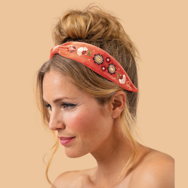 Art Deco Floral Embroidered Headband