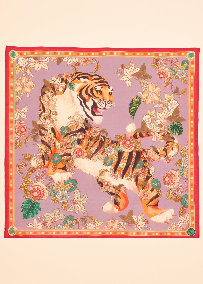 Prancing Tiger - 100% Silk Scarf