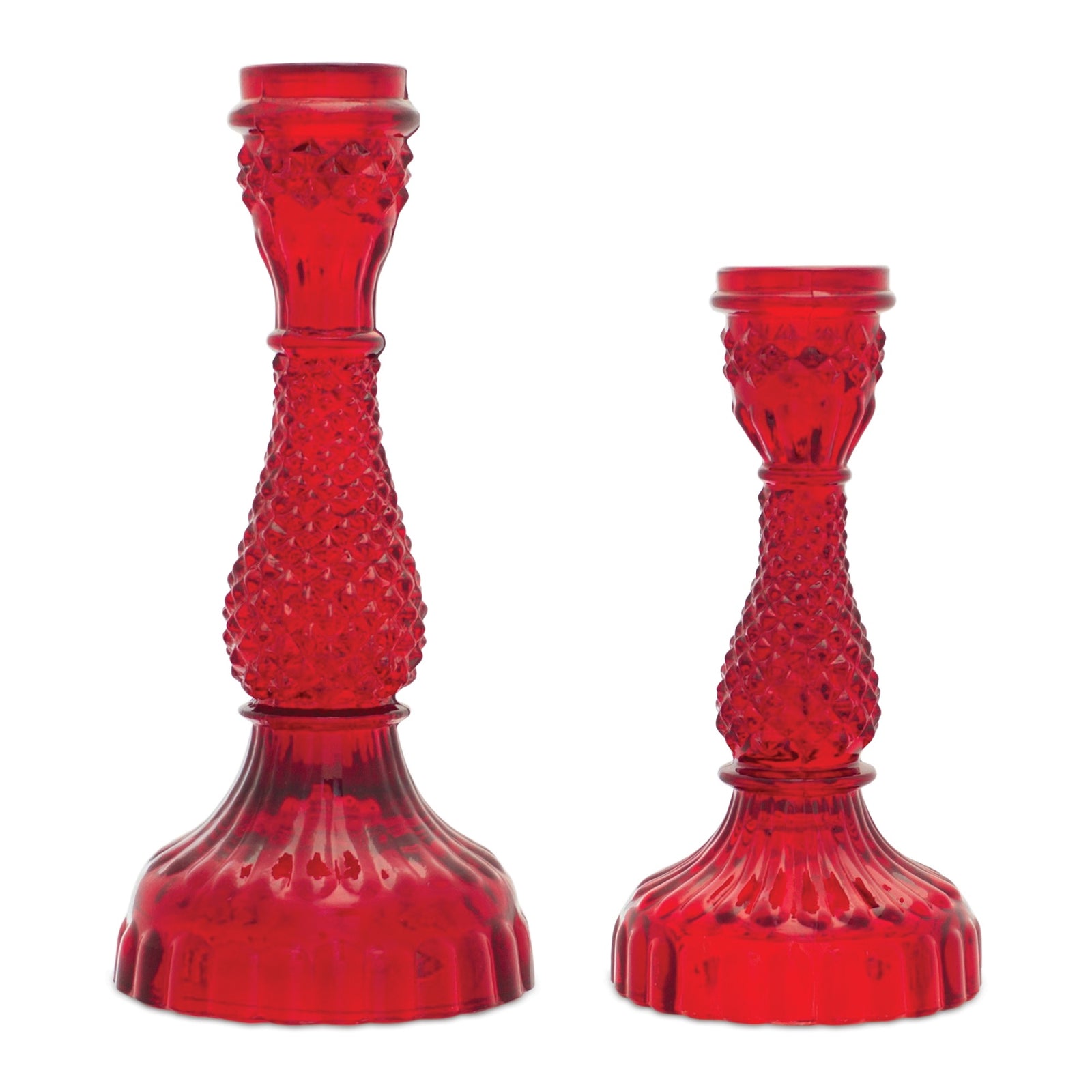 Red Glass Candle Holders