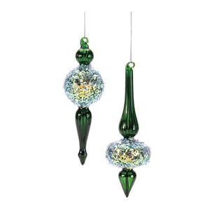 Emerald & Glitter Drop Ornament